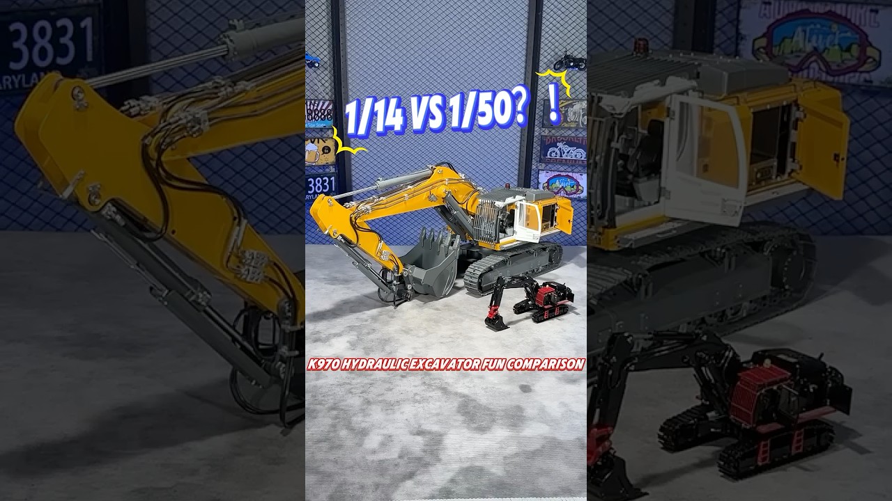 Let&rsquo;s watch these two K970 Metal Hydraulic Excavators go head-to-head in a fun size comparison! #rc