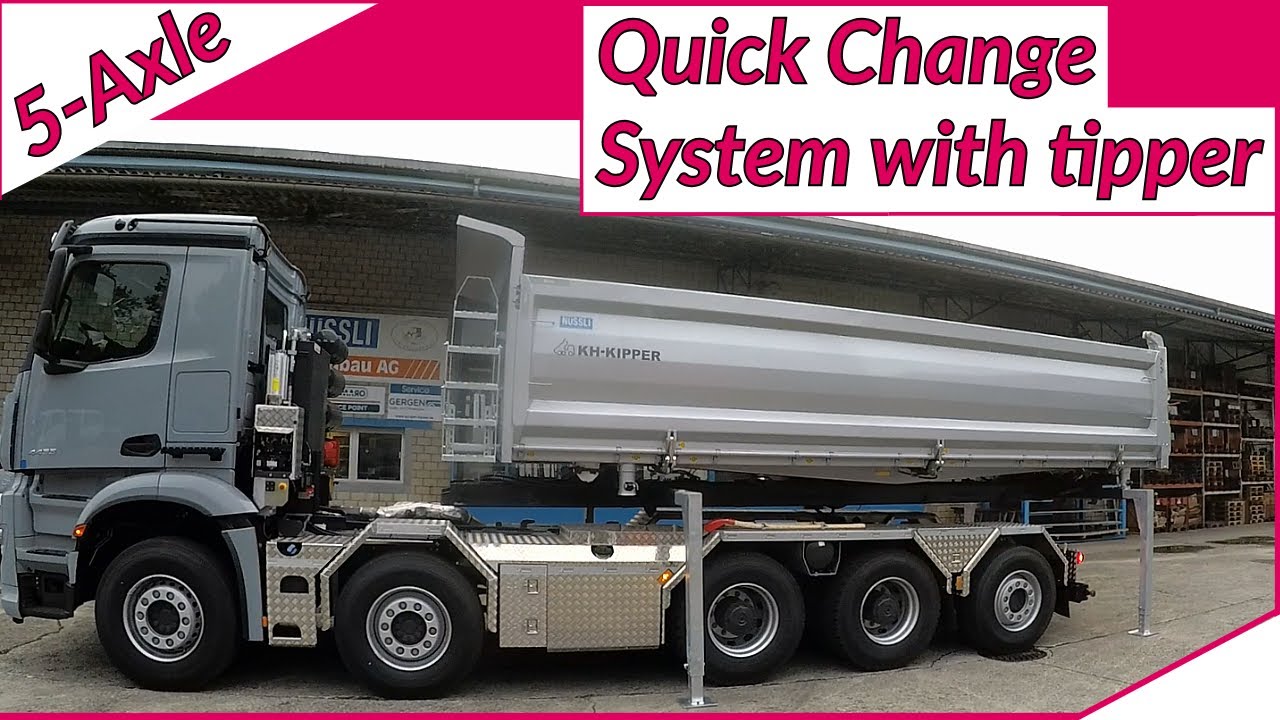 5-Axle Quick Change System with tipper | Quick change demonstration | Nüssli Fahrzeugbau AG