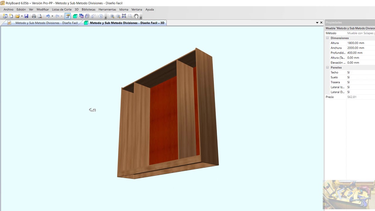 Configurar Sub Método División dentro del Método de Fabricación en el Programa para Diseño Polyboard