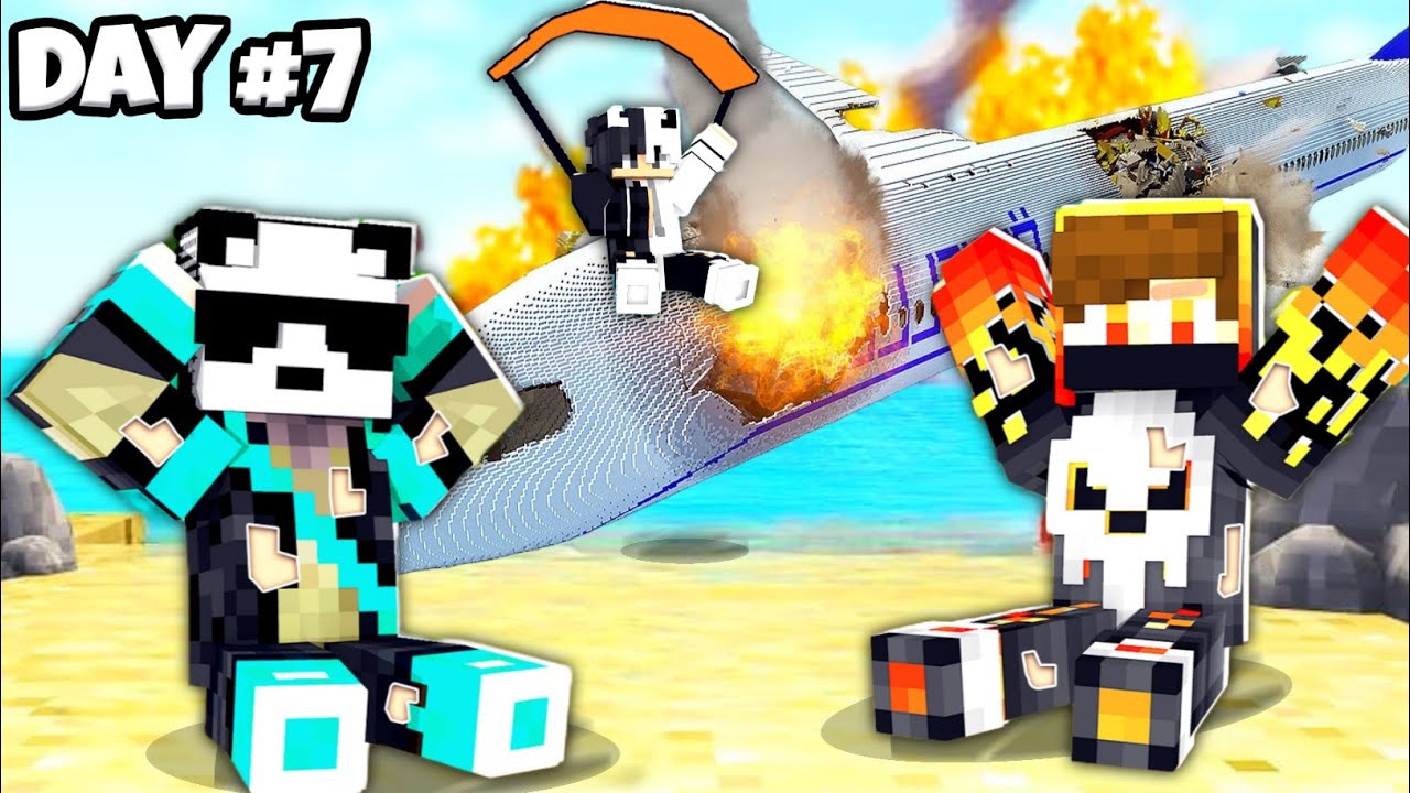 Surviving A PLANE CRASH in Lost Island Minecraft !!