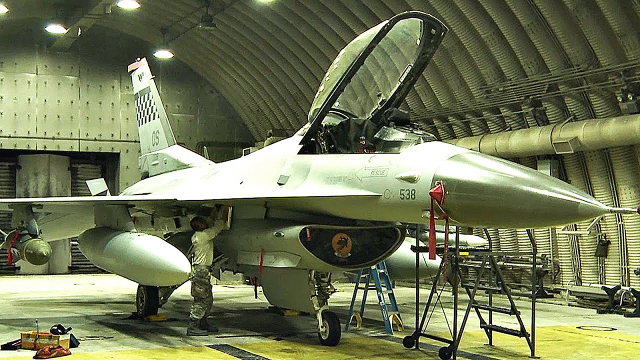 F-16 Launch & Munitions Load At Osan Air Base