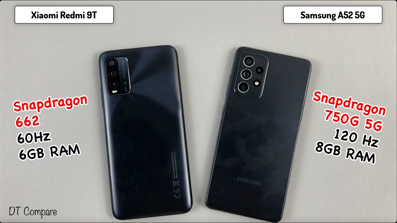 Samsung Galaxy A52 5G vs Xiaomi Redmi 9T Speed Test, Camera Test, Display Test