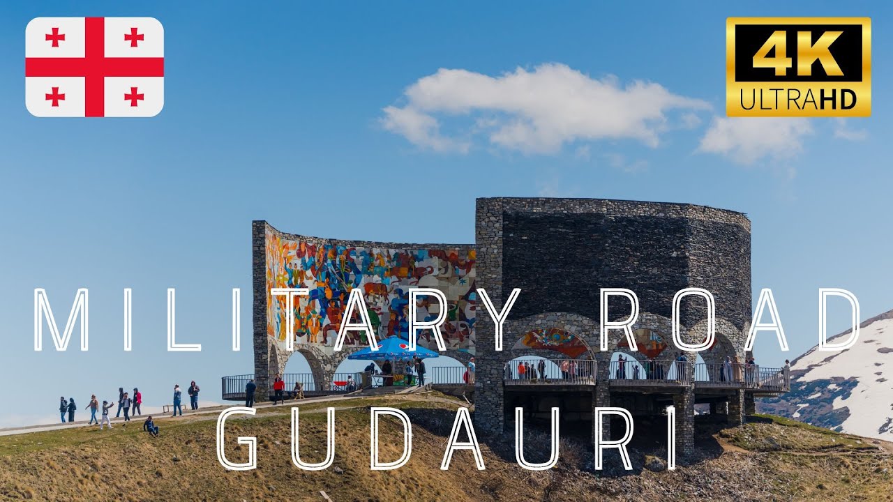 GEORGIAN MILITARY ROAD / GUDAURI 4K - Famous Route in Georgia - Relaxing High Quality Drone Footage