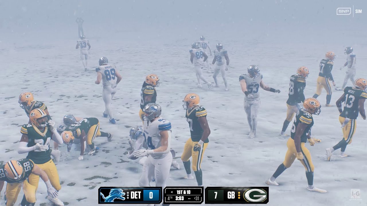Madden NFL 26 &mdash; Игровой процесс Heavy Snow &mdash; Detroit Lions против Green Bay Packers