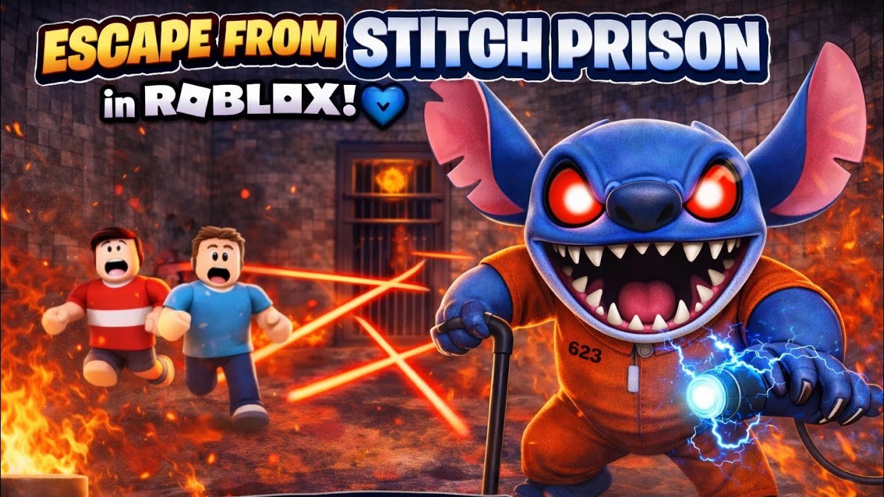 ESCAPE FROM STITCH PRISON in ROBLOX! 😱💙 Scary Obby
