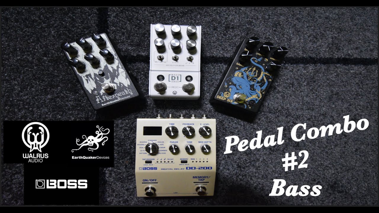 Effect Pedal Combo BASS #2 Walrus Audio Deep Six + Boss DD-200 + Walrus Audio D1 + EQD Afterneath V3