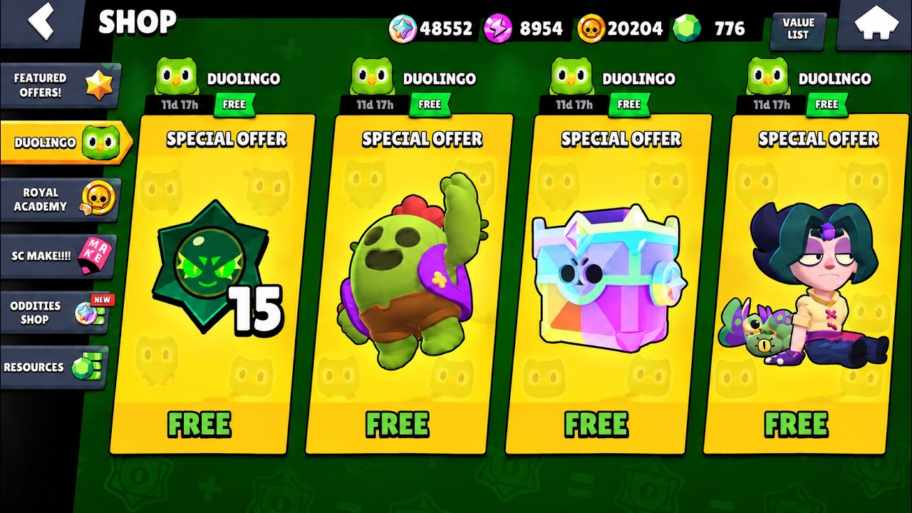БЕЗУМНЫЕ БЕСПЛАТНЫЕ ПОДАРКИ ОТ DUOLINGO!!🎁😱 НОВОЕ ОБНОВЛЕНИЕ BRAWL STARS🔥