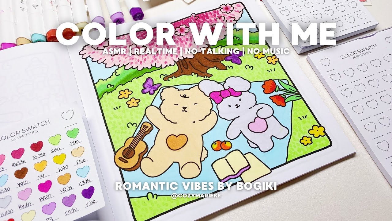 Color With Me (ASMR) "Romantic Vibes" by Bogiki using Ohuhu Markers