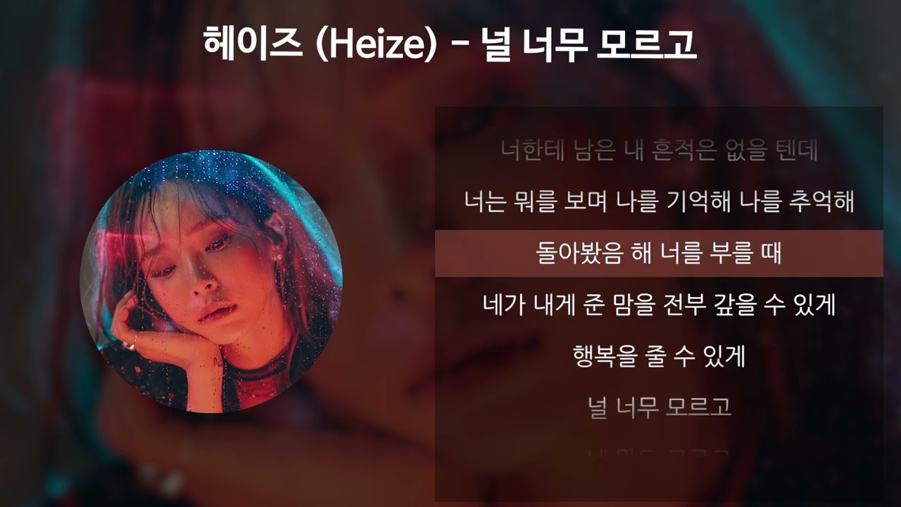 헤이즈 (Heize) - 널 너무 모르고 [가사/Lyrics]