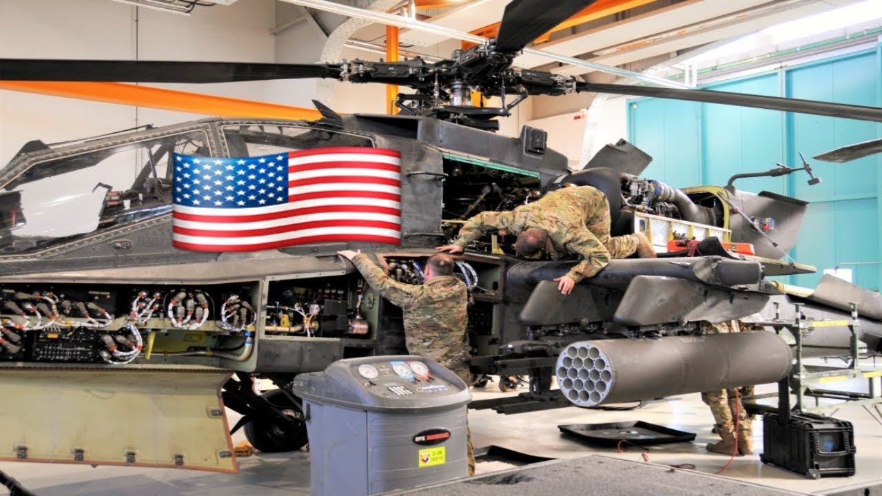 SEE how the US Army MAINTAINS an APACHE AH-64 Attack Helicopter (2019)