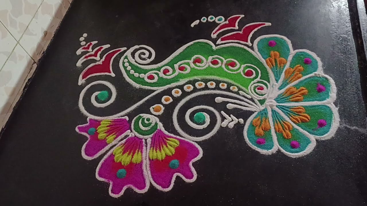गुढीपाडवा विशेष अंगणात काढण्यासाठी सुंदर रांगोळी/easy Free hand rangoli design/gudi padwa Rangoli 