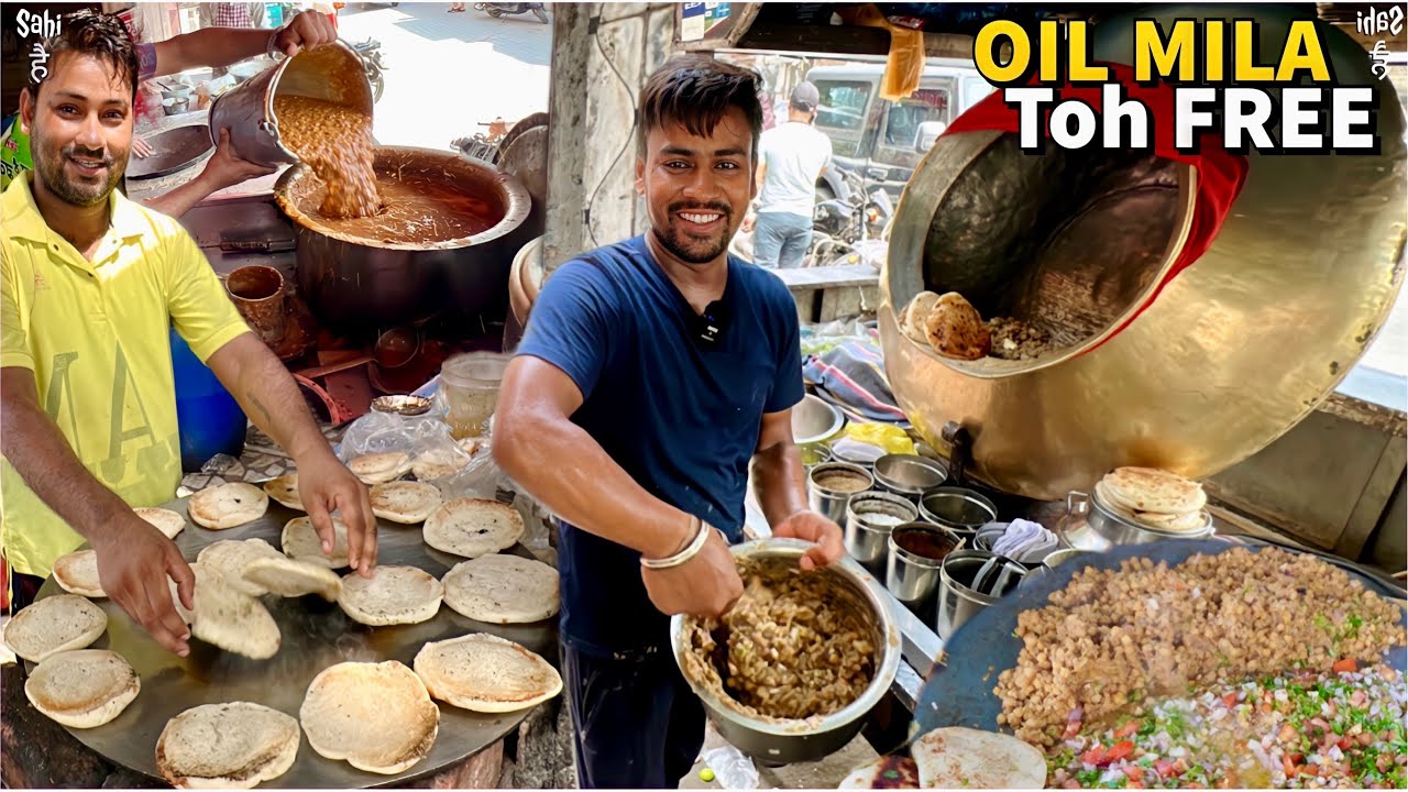 Bharva 20/- DK No 1 Oil Free Achari Chole Kulche | Street Food India
