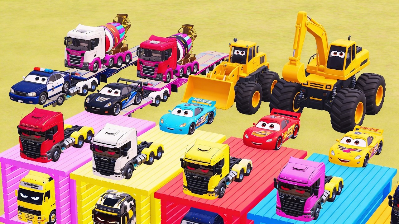 MASSIVE TRANSPORT CONVOY OF COLORS! COPS CORVETTE, PORSCHE, RANGE ROVER, SHERIFF! FS 25