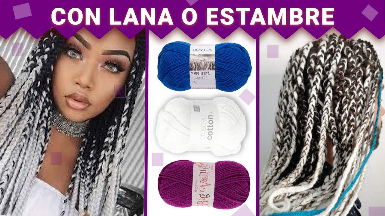 Cómo Hacer TRENZAS AFRICANAS con LANA 🎀/ TRENZAS AFRICANAS Con LANA BLANCA