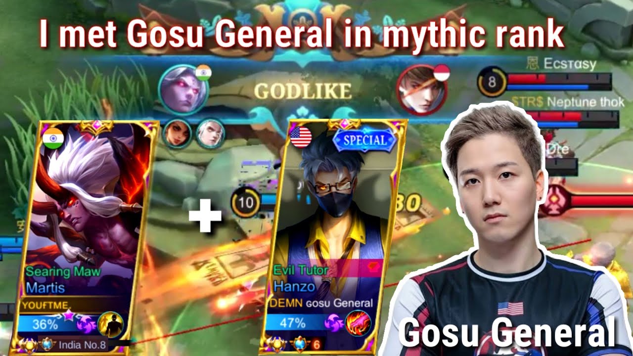 I met Gosu General in mythic rank || dual carry || Martis supreme & hanzo supreme || Youftme gaming