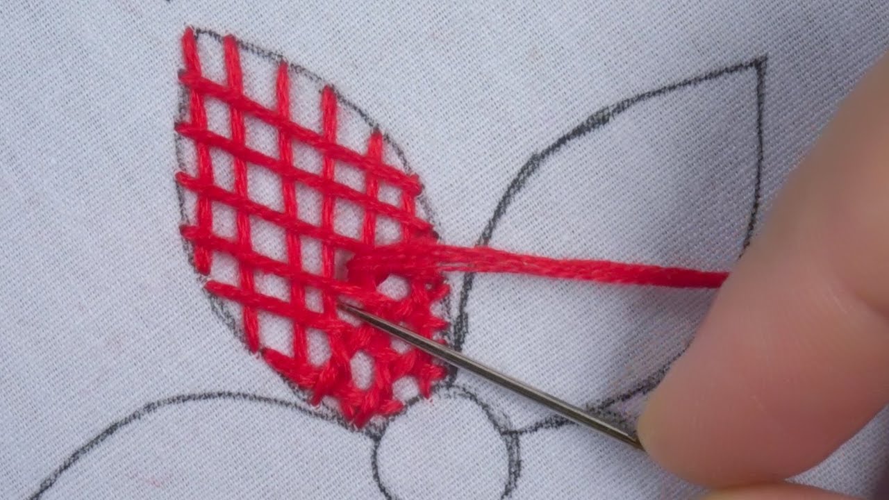 hand embroidery new net stitch needle art beautiful flower design with easy sewing tutorial