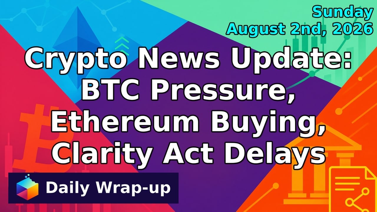 Crypto News Update: BTC Pressure, Ethereum Buying, Clarity Act Delays