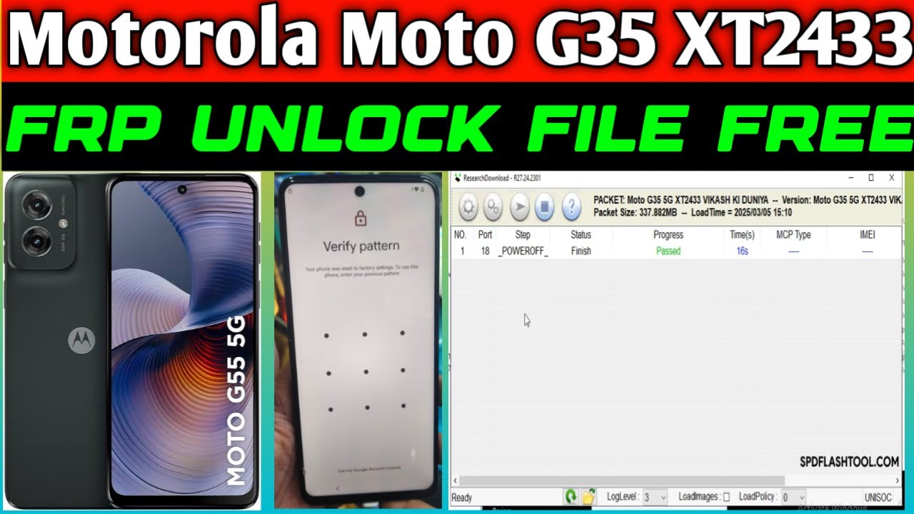 Motorola Moto G35 XT2433 Frp File Tool Free | Moto G35 XT2433 FRP Remove | 100% Working & Tested
