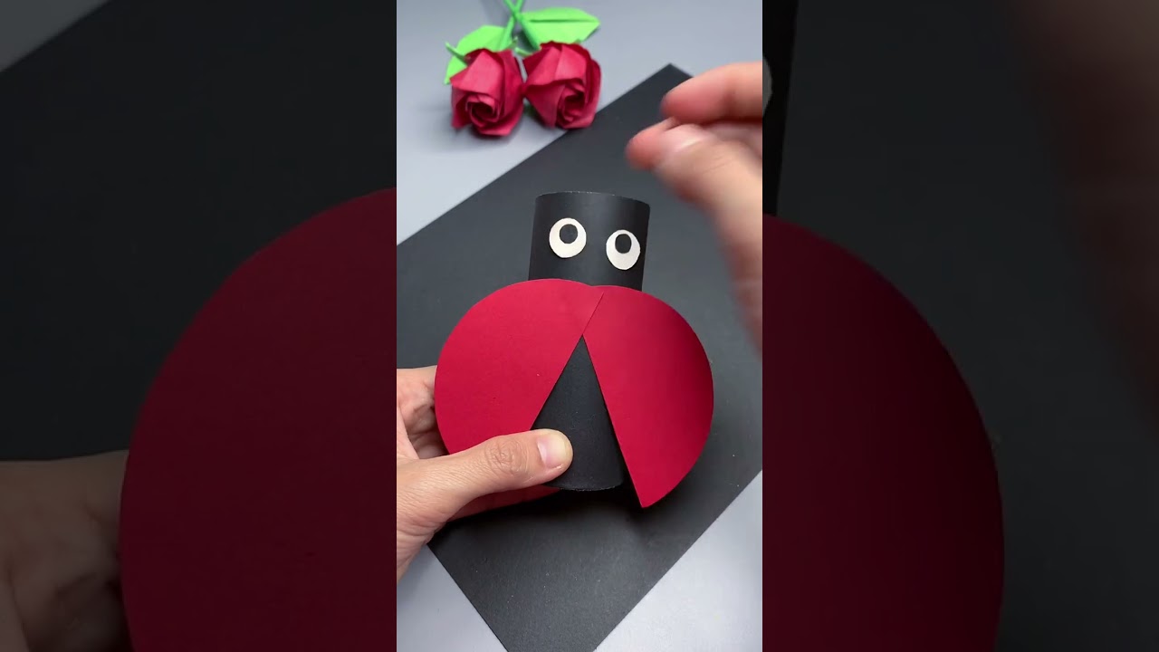 Handmade Paper tube made of small ladybugs for kindergarten Idea