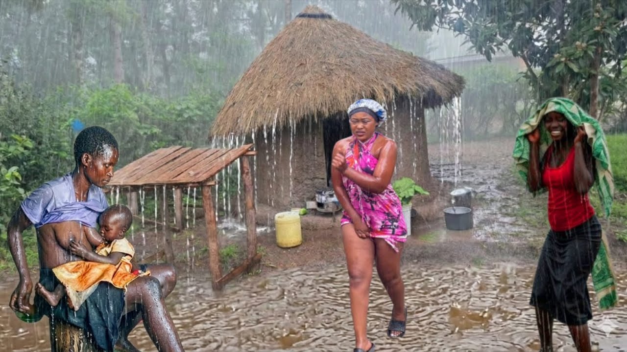 Doesn’t Stop! No shelter!😱Heavy Rains 🌧️ in African Traditional Homestead /Village Struggles