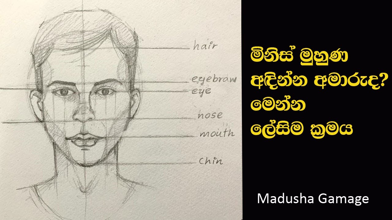 How to draw faces  ,   මිනිස් මුහුණ ලේසියෙන්ම අදිමු .