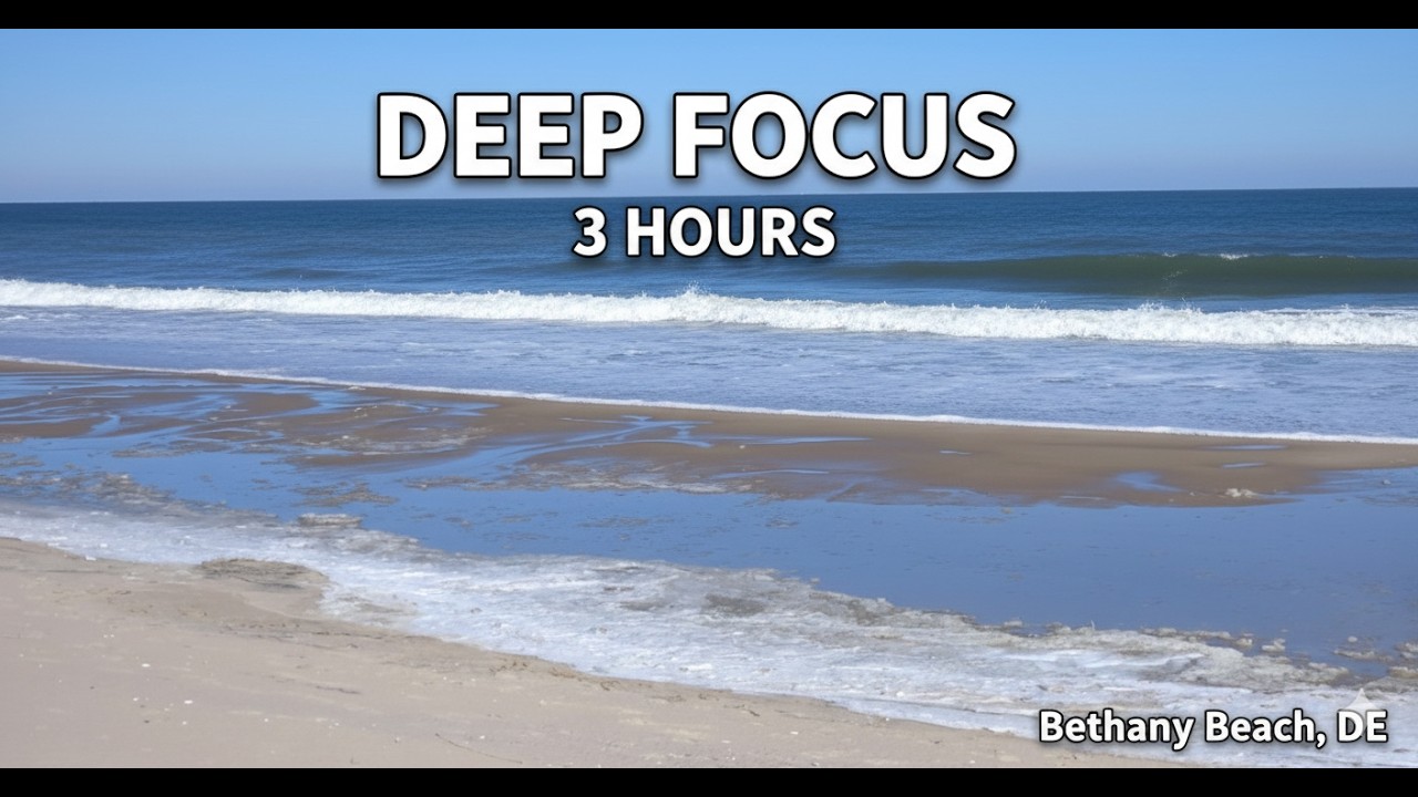 Bethany Beach in Winter: 3 Hours of Icy Ocean Waves & Freezing Surf (4K UHD)