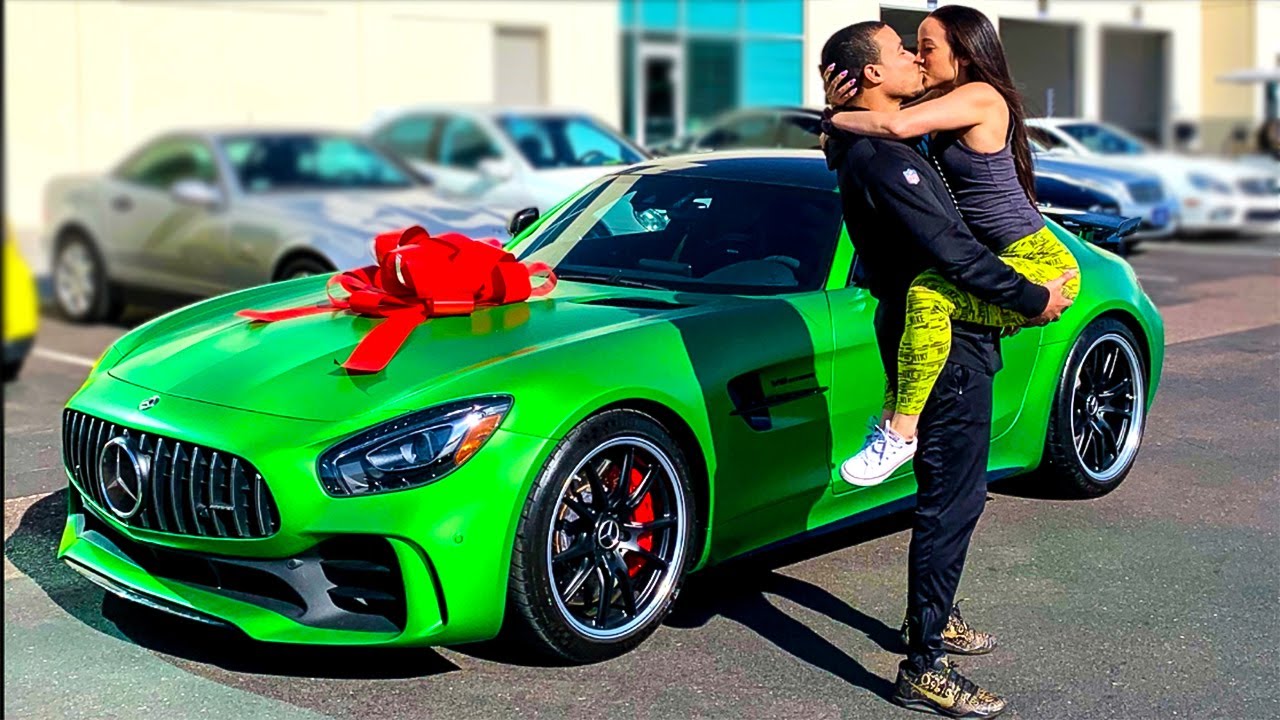 WIFE SURPRISES HUSBAND WITH DREAM CAR MERCEDES AMG GT R *NOT A PRANK*