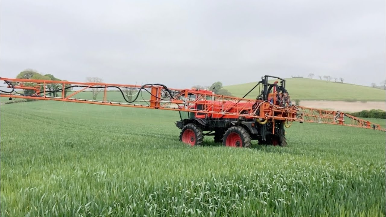 Applying liquid fertiliser to our wheat