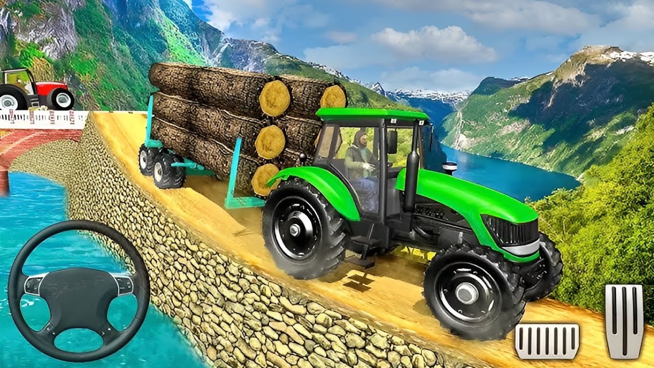Hill Offroad Tractor Trolley Simulator Game - Loading Cargo Transport Android Gameplay #games 