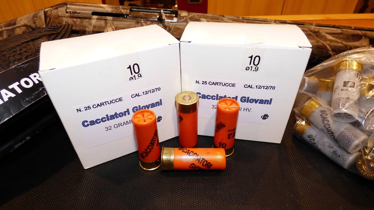 Test 20 e 30 metri Cartucce #cacciatorigiovani 32 grammi piombo n. 10 Bior e con contenitore cal. 12