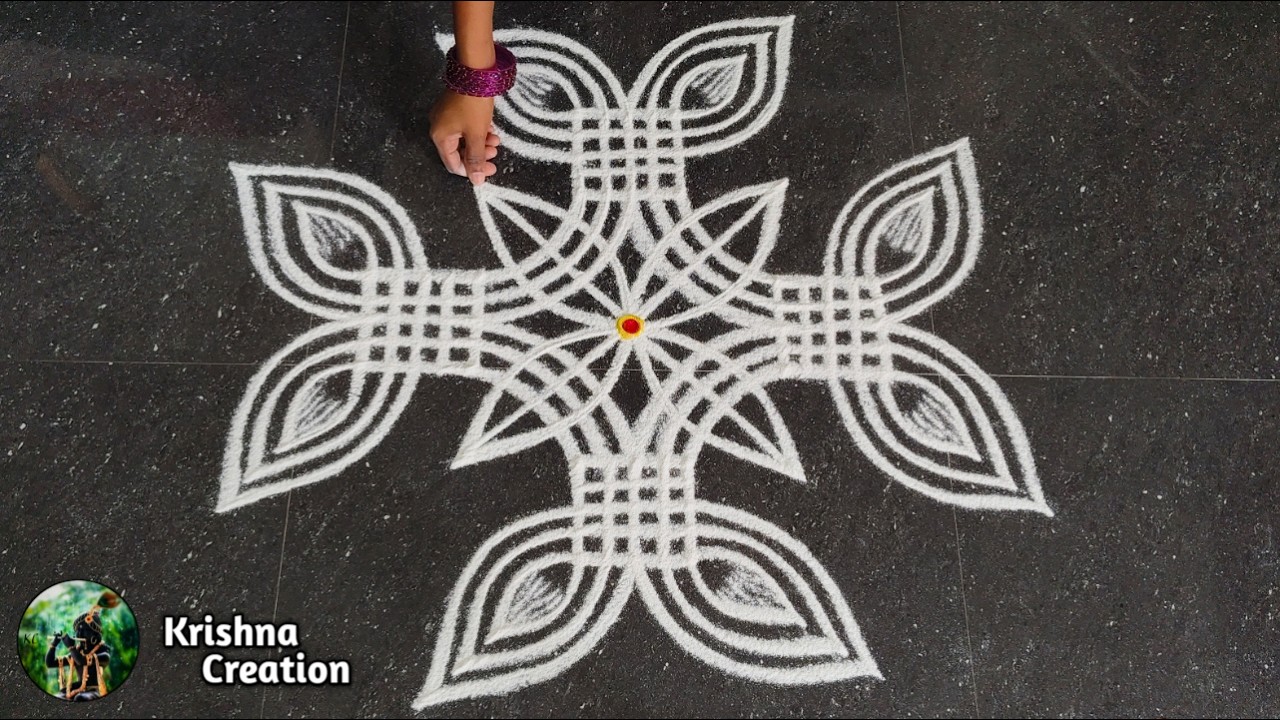 Easy Padi Kolam Design with 6x2x2 dots | Creative Rangoli | Padi Kolam Muggulu | Rangoli Kolam