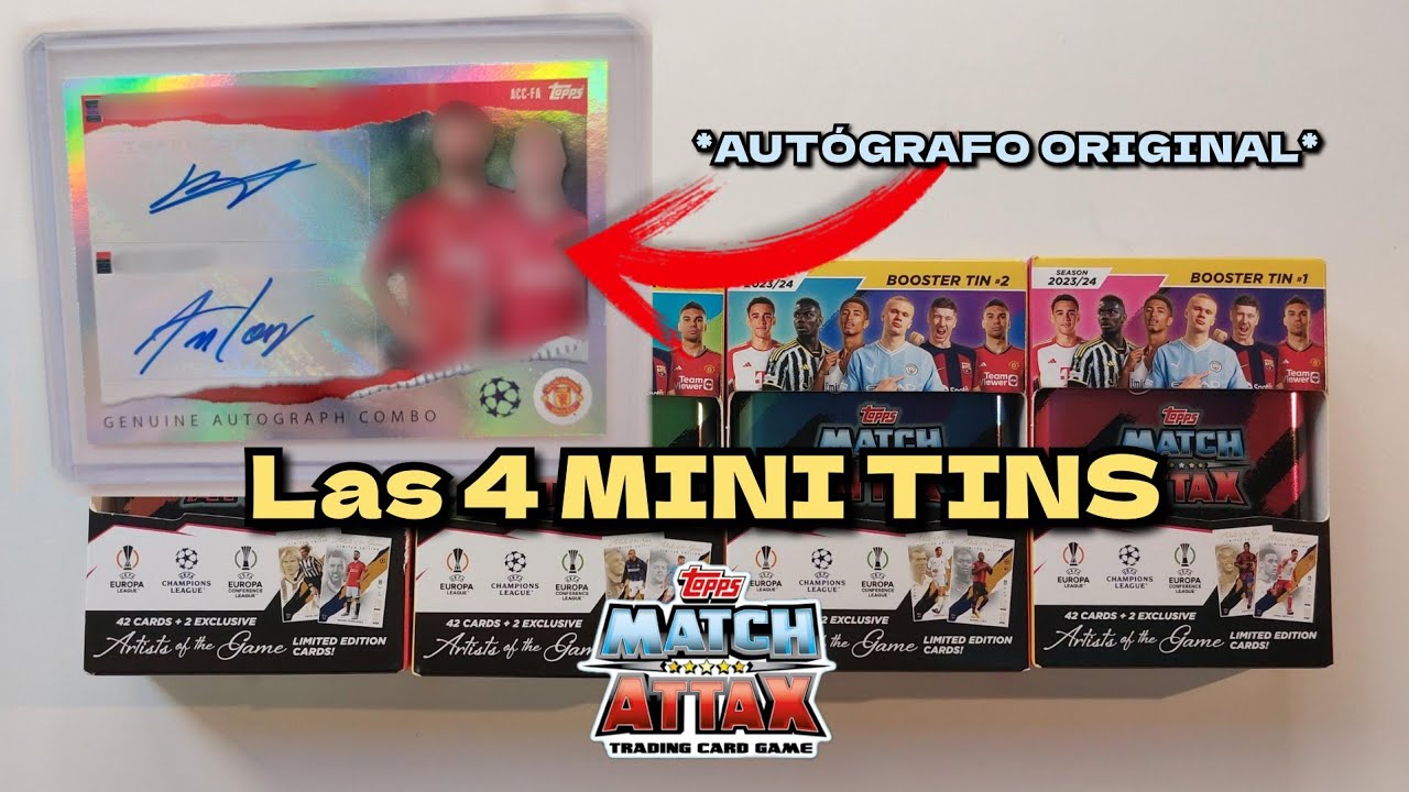 *AUTÓGRAFO ORIGINAL* Las 4 MINI TINS de MATCH ATTAX 2023-24