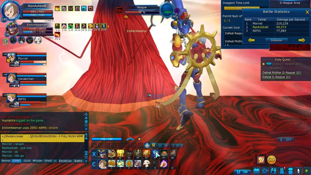 Digimon Masters Online (NADMO) Susanoo Awaken VS D-Reaper Mother without double stats 2024 02 04