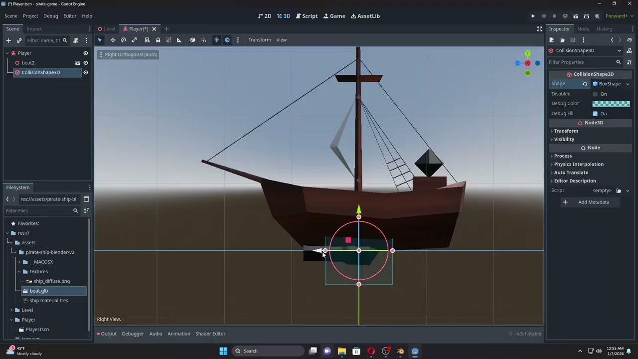 I'm making a 3D pirate game in Godot.. its Day 1 - Today we just 