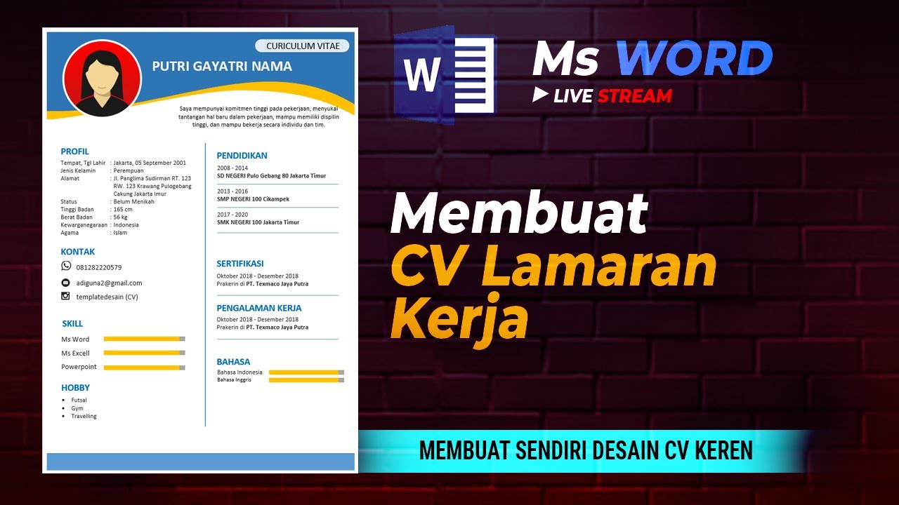 Cara Membuat CV Lamaran Kerja di Ms Word | Live mode