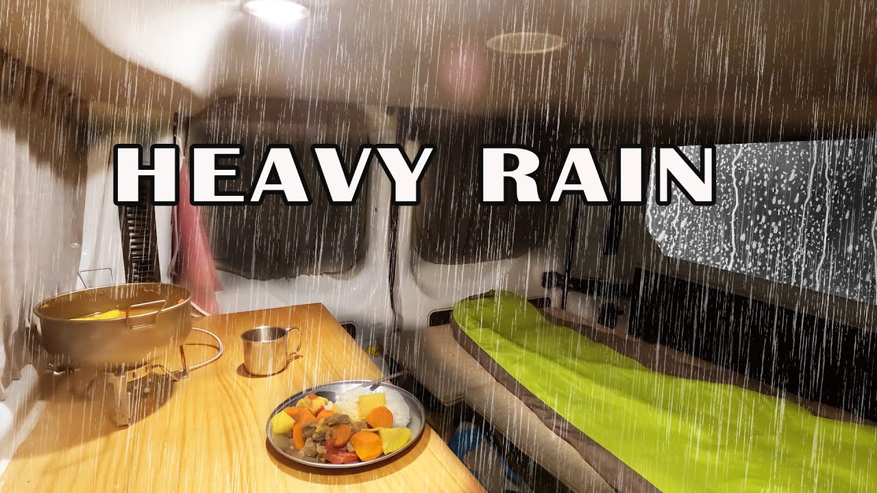 CAR CAMPING IN HEAVY RAIN | VAN LIFE WITH A DOG ON THE ROADSIDE