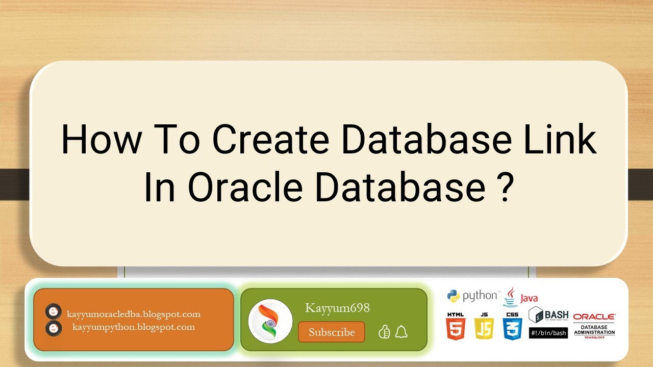 Create Database Link On Oracle Database? | Kayyum698 | @kayyum698