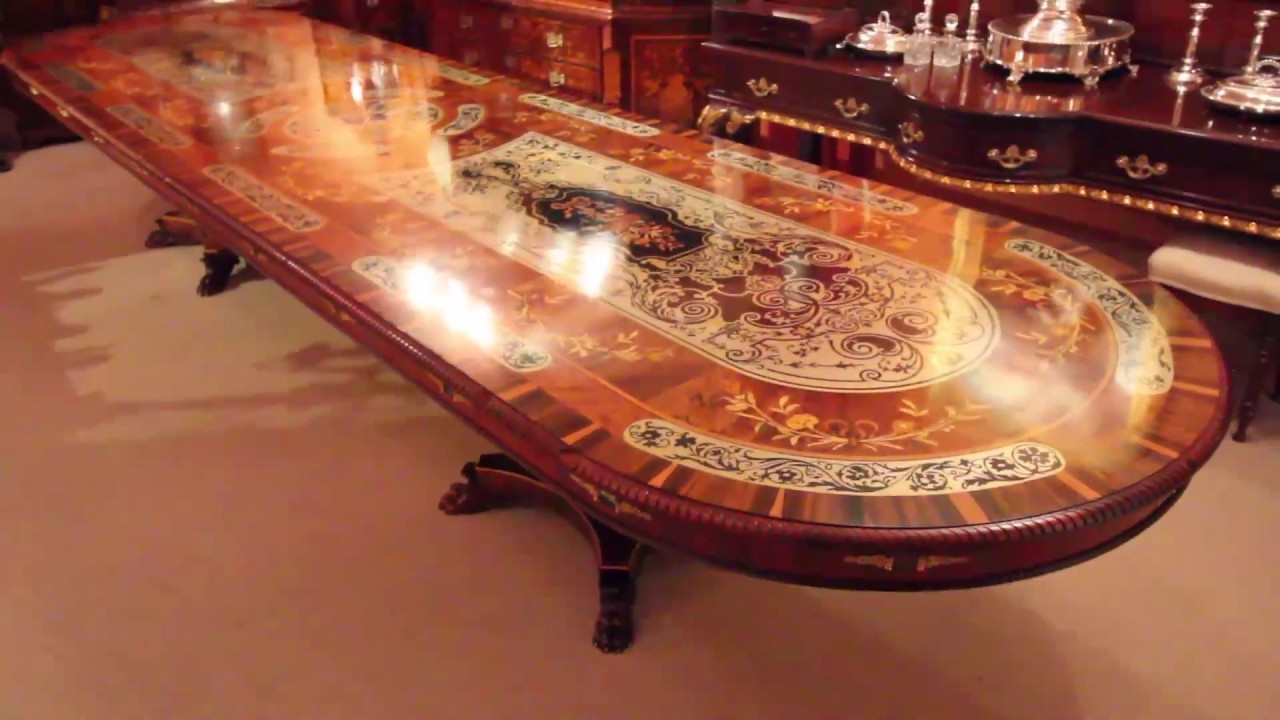 Bespoke Marquetry Dining Table, Pewter, Lapis Lazuli & Agate