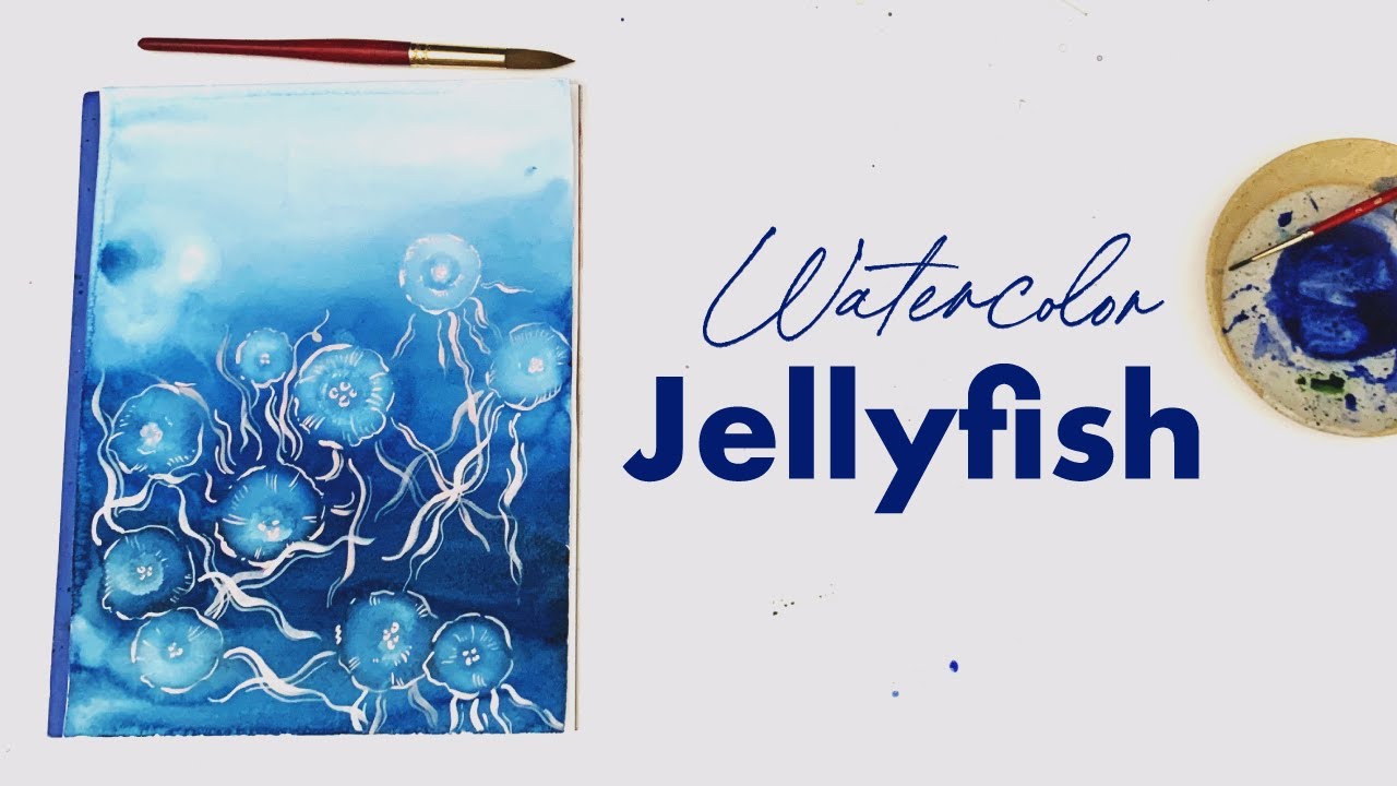 How to paint watercolor Jellyfish with alcohol drops!