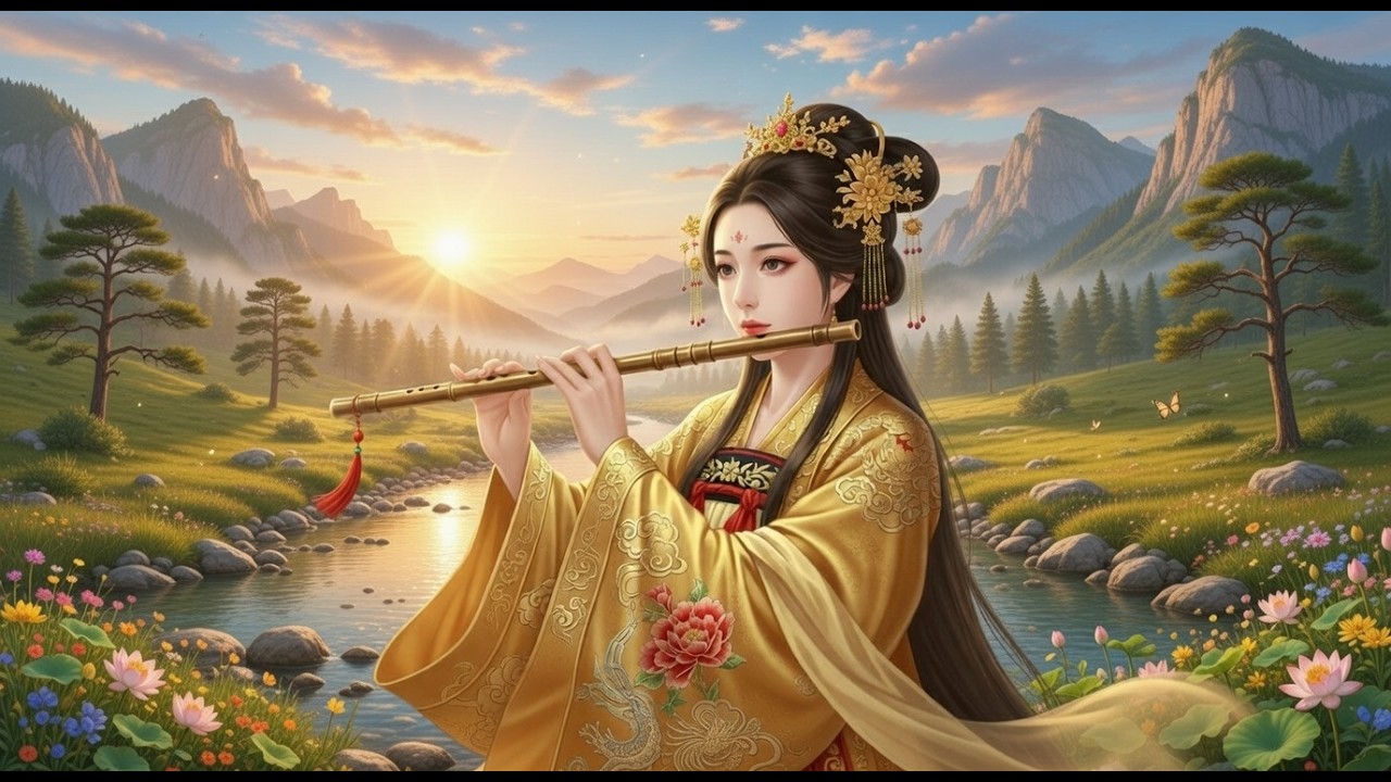 Peaceful Chinese Flute xiao:dizi Music, Melody of the Golden Dawn