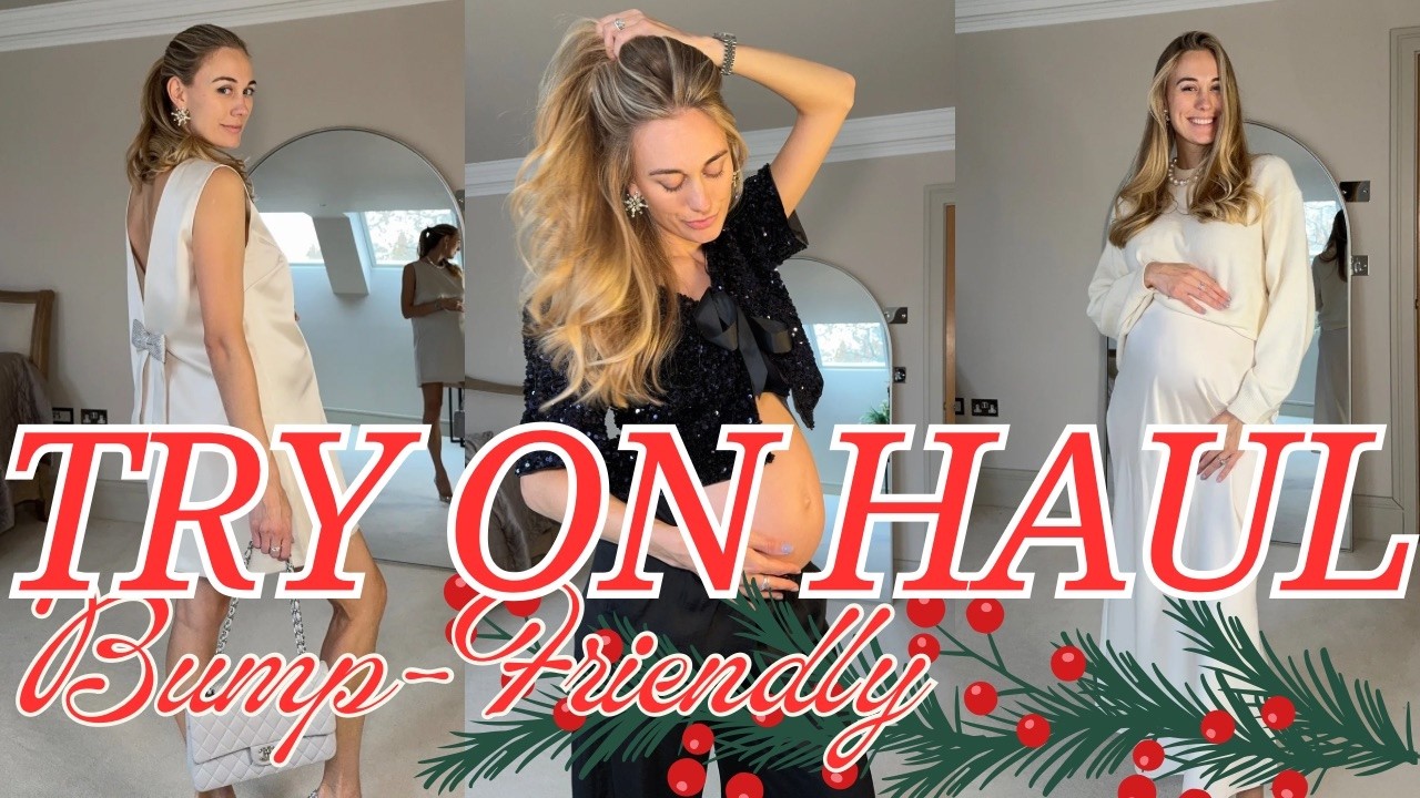 H&M Haul & Try-On Pregnant: Bump-Friendly Holiday Party Outfits | 3rd Trimester | Maternity Fashion
