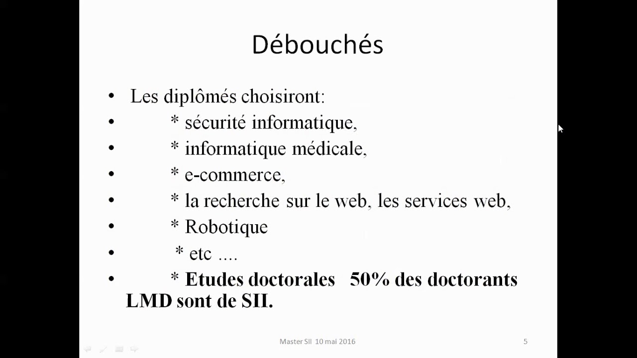 Master Systemes Informatiques Intelligents   ماستير أنظمة الإعلام الآلي الذكية
