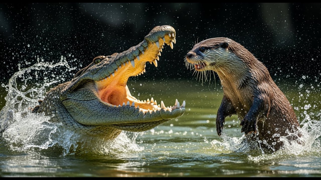 The Crocodile Attacked &mdash; The Otter Chose to Fight