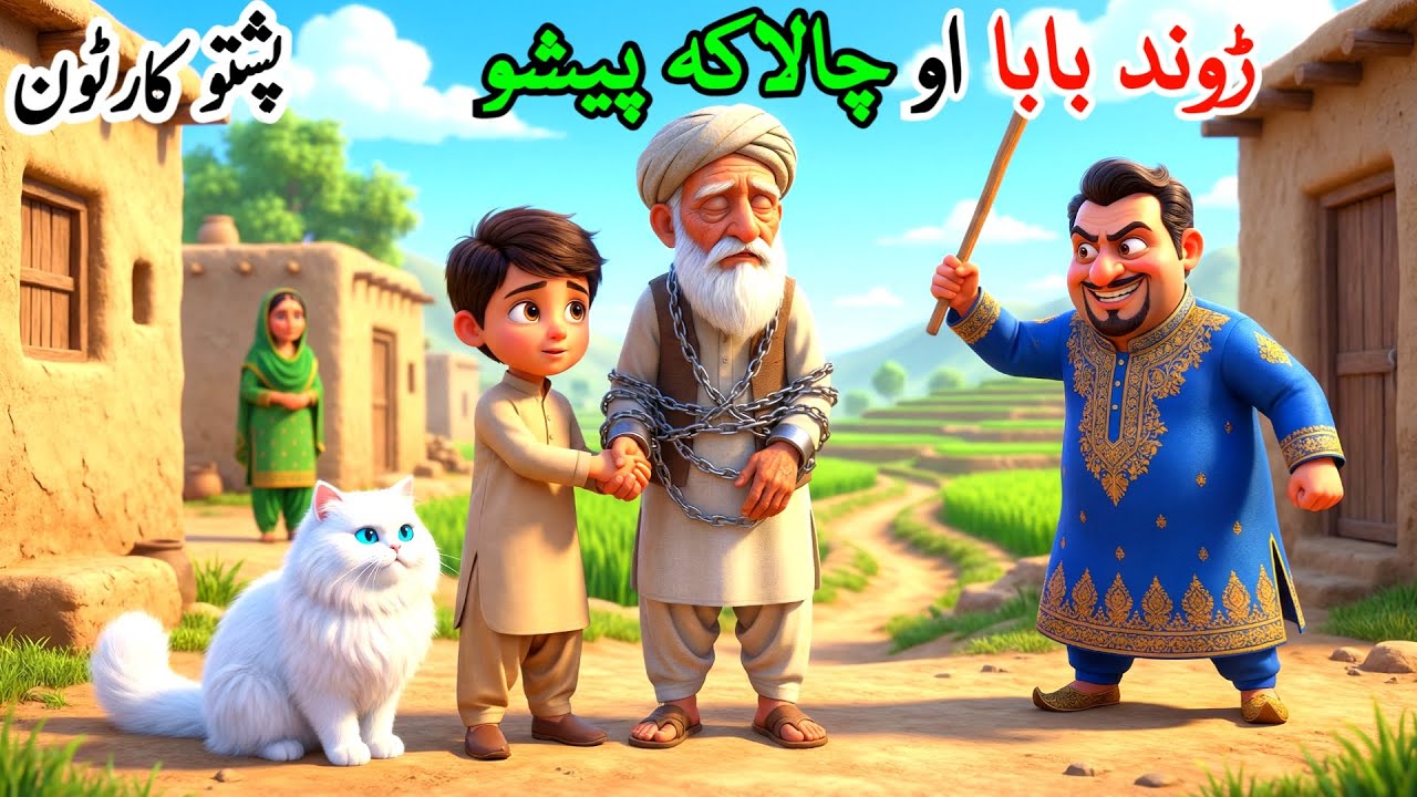 ڑوند بابا او چالاکہ پیشو | Pashto Caartoon | The Blind Old Man and the Clever Cat