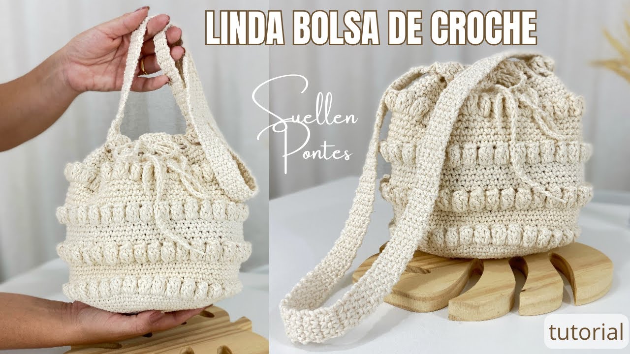 LINDA Bolsa de Croche Rápida e Facil - Bolsa Bucket Minimalista Suellen Pontes