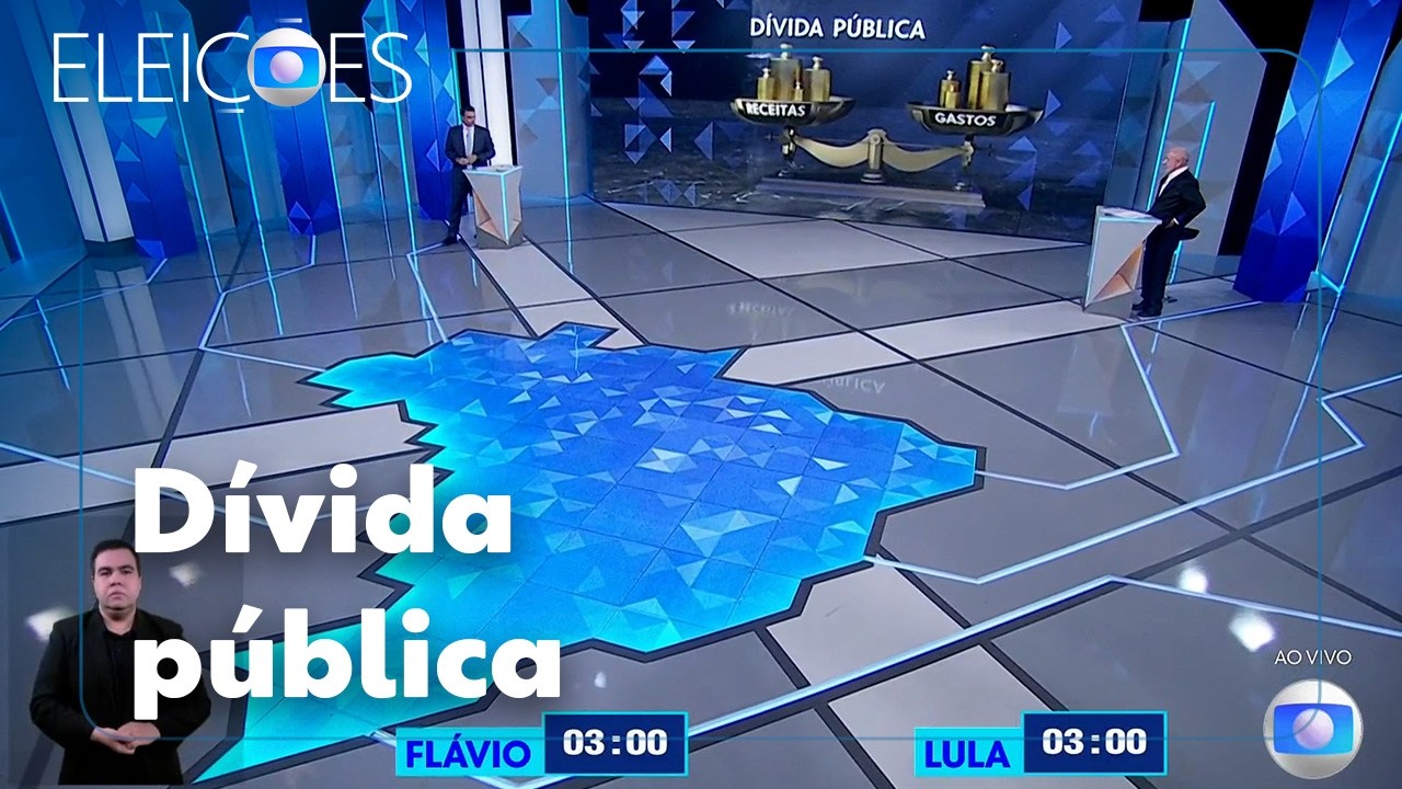 Debate na Globo: Fl&aacute;vio Bolsonaro pergunta a Lula sobre d&iacute;vida p&uacute;blica e juros