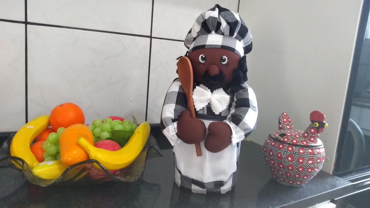BONECO COZINHEIRO NO POTE_PORTA ALIMENTOS E DECORAÇÃO_CHEFE LILICO