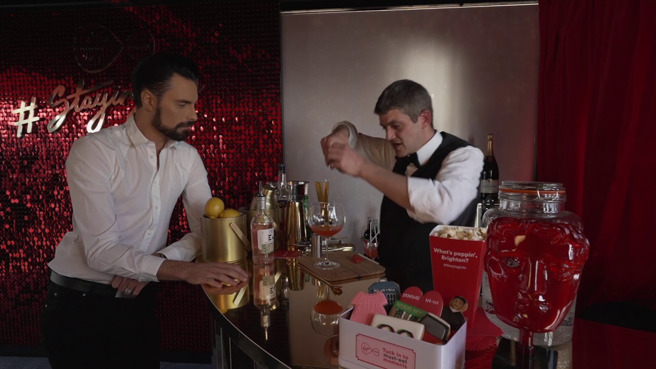 Merlin Griffiths mixes up his Staying In-In cocktail, the 'Staying Gin Gin' for Rylan Clark-Neal
