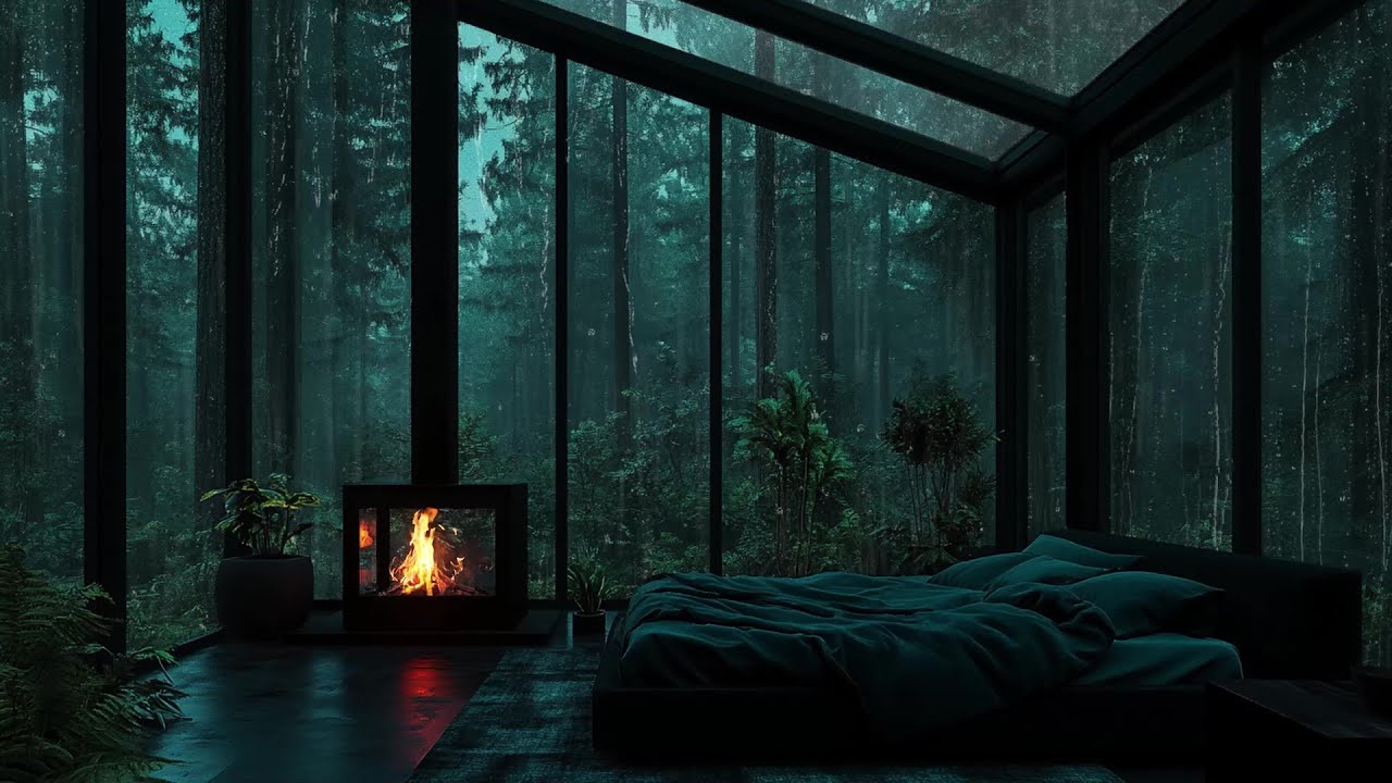 Calming Night Rain in a Dark Bedroom (No Ads) | Peaceful Sounds for Deep Sleep & Relax