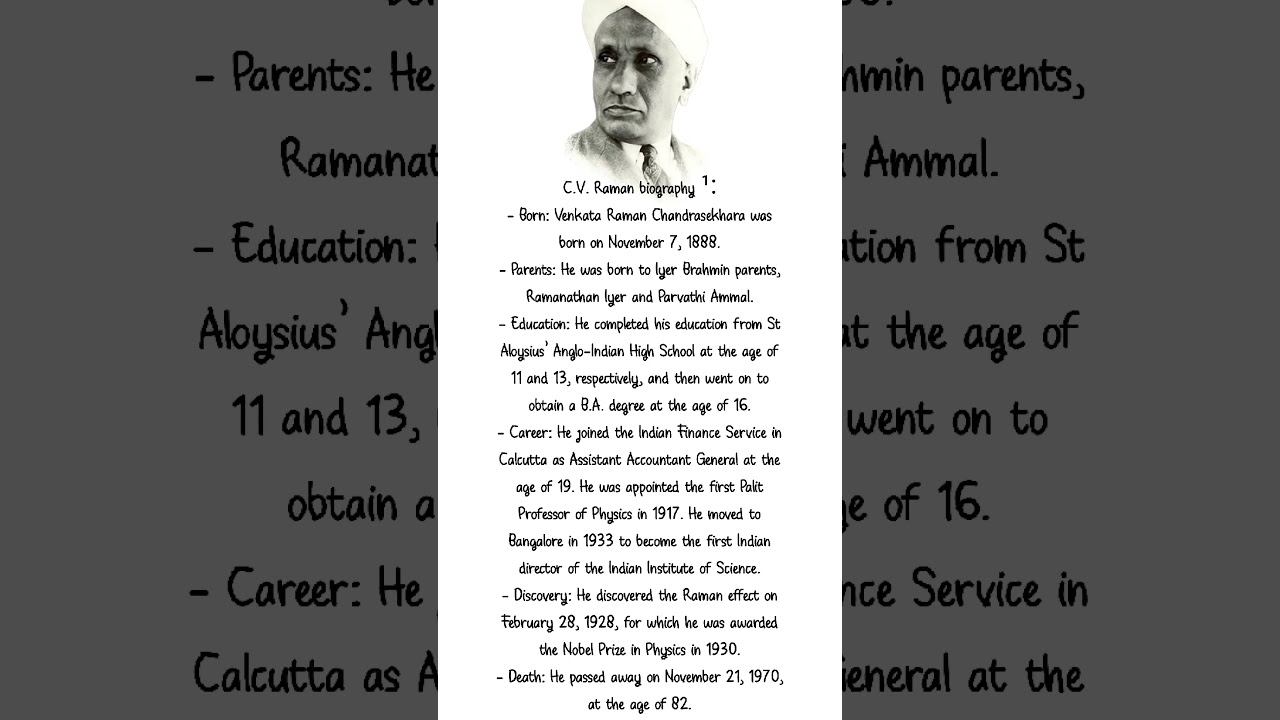 Cv raman biography